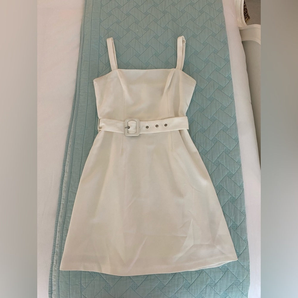 Elegant Cream Belted Dress